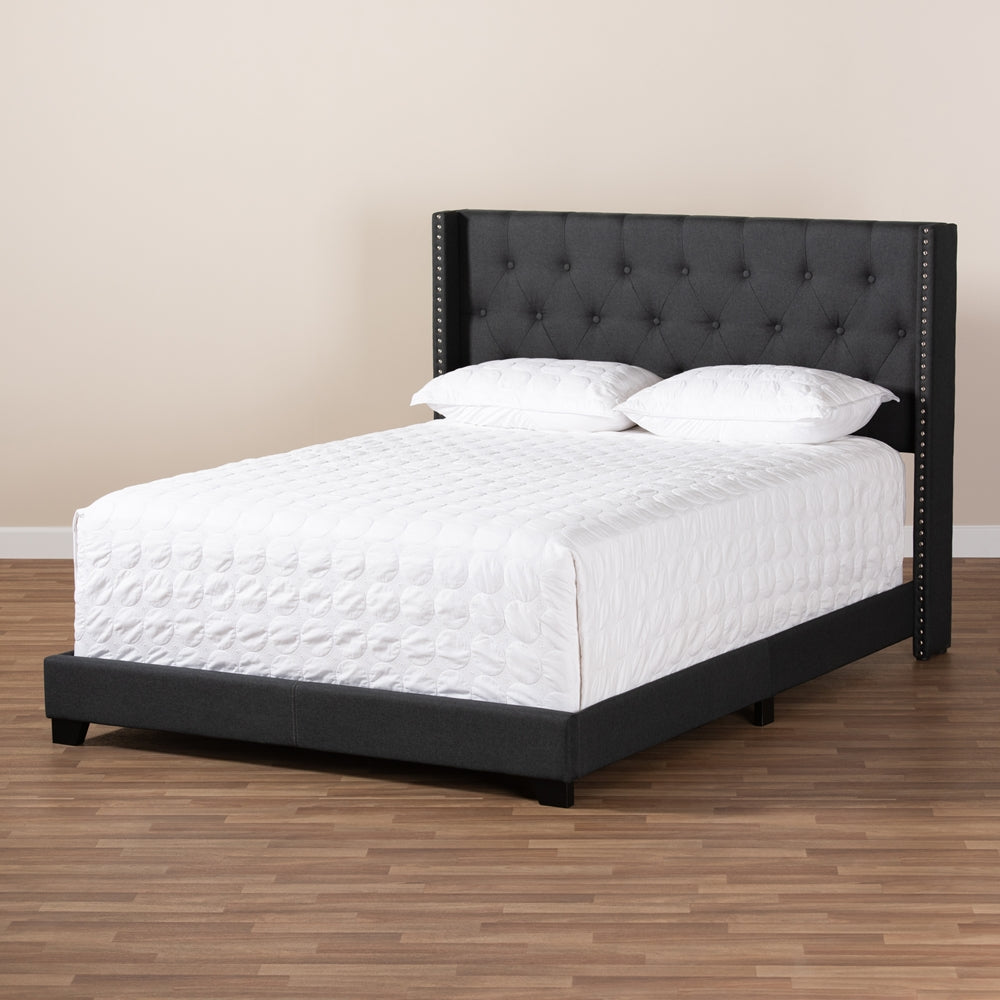 Brady Charcoal Grey Fabric Upholstered Queen Size Bed