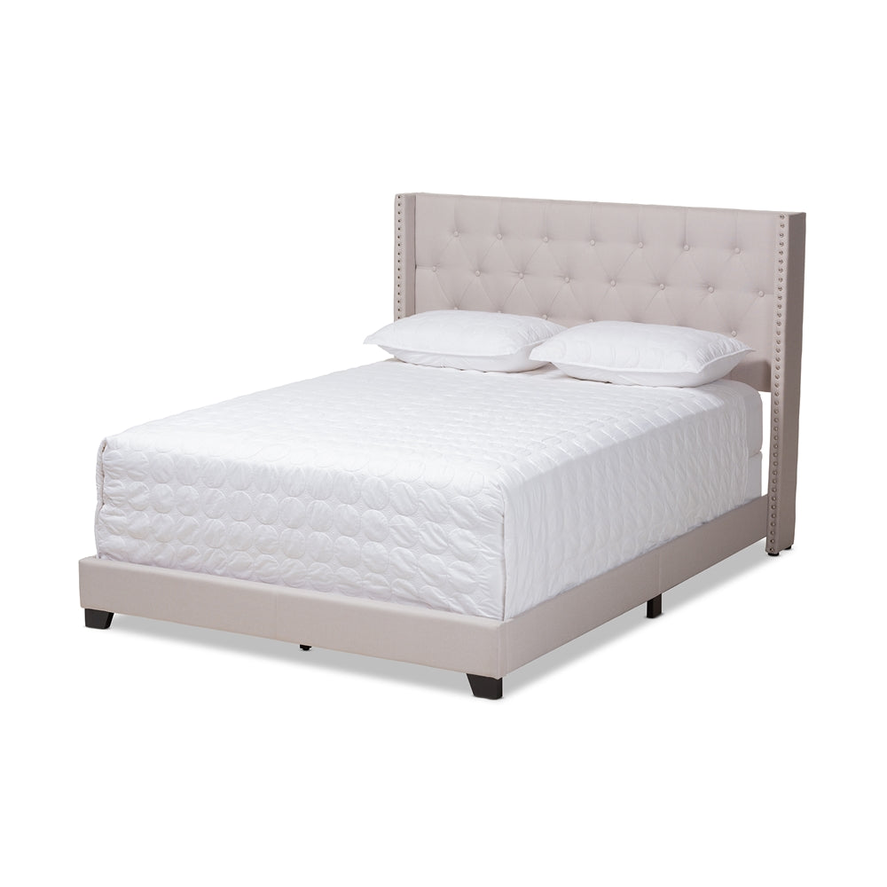 Brady Light Grey Fabric Upholstered King Size Bed