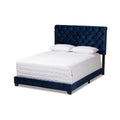 Candace Navy Velvet Upholstered Full Size Bed