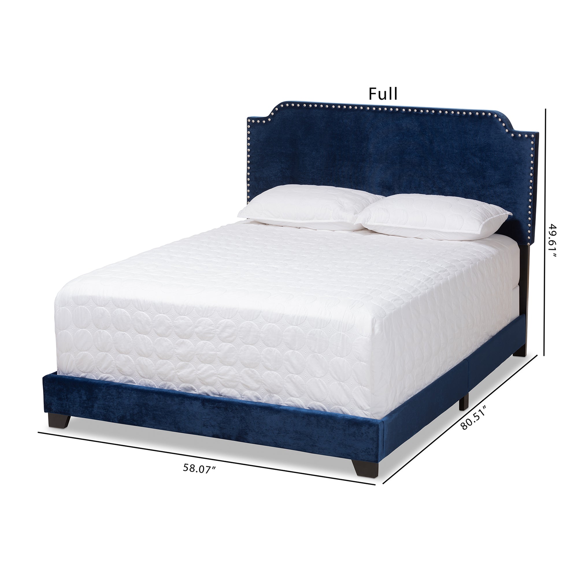 Darcy Navy Velvet Upholstered Full Size Bed