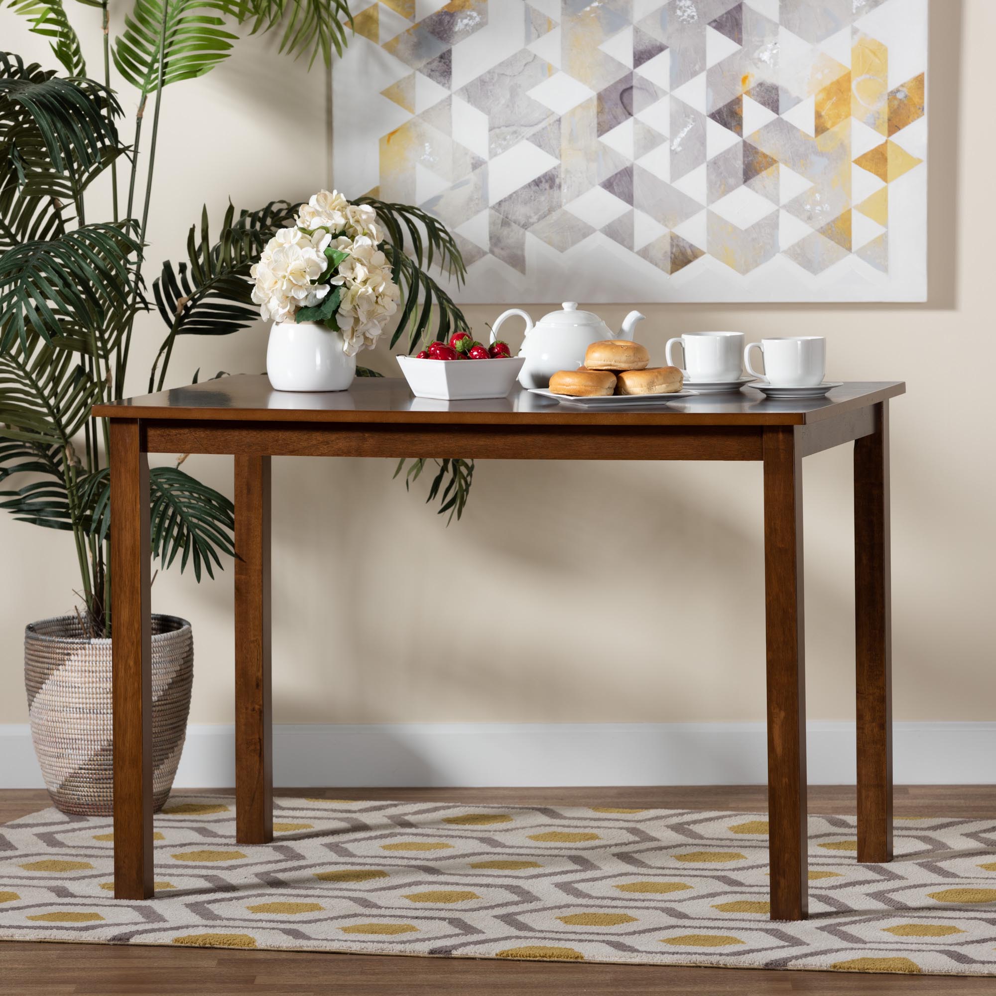 Eveline Modern Walnut Brown Finished Wood 43-Inch Dining Table