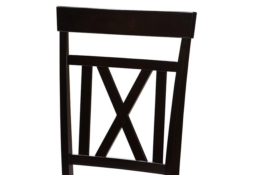 Rosie Modern and Contemporary Grey Fabric Upholstered and Espresso Brown Finished Dining Chair Set of 2