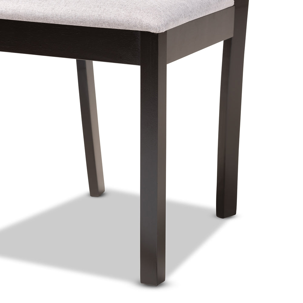Carlin Modern Transitional Grey Fabric Upholstered and Dark Brown Finished Wood 5-Piece Dining Set