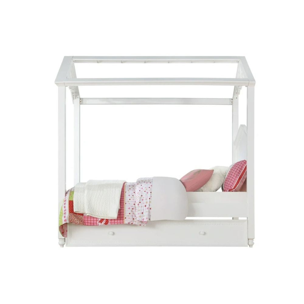 Appia Rapunzel Twin Bed in White Finish – Stylish Upholstered Bed for Kids