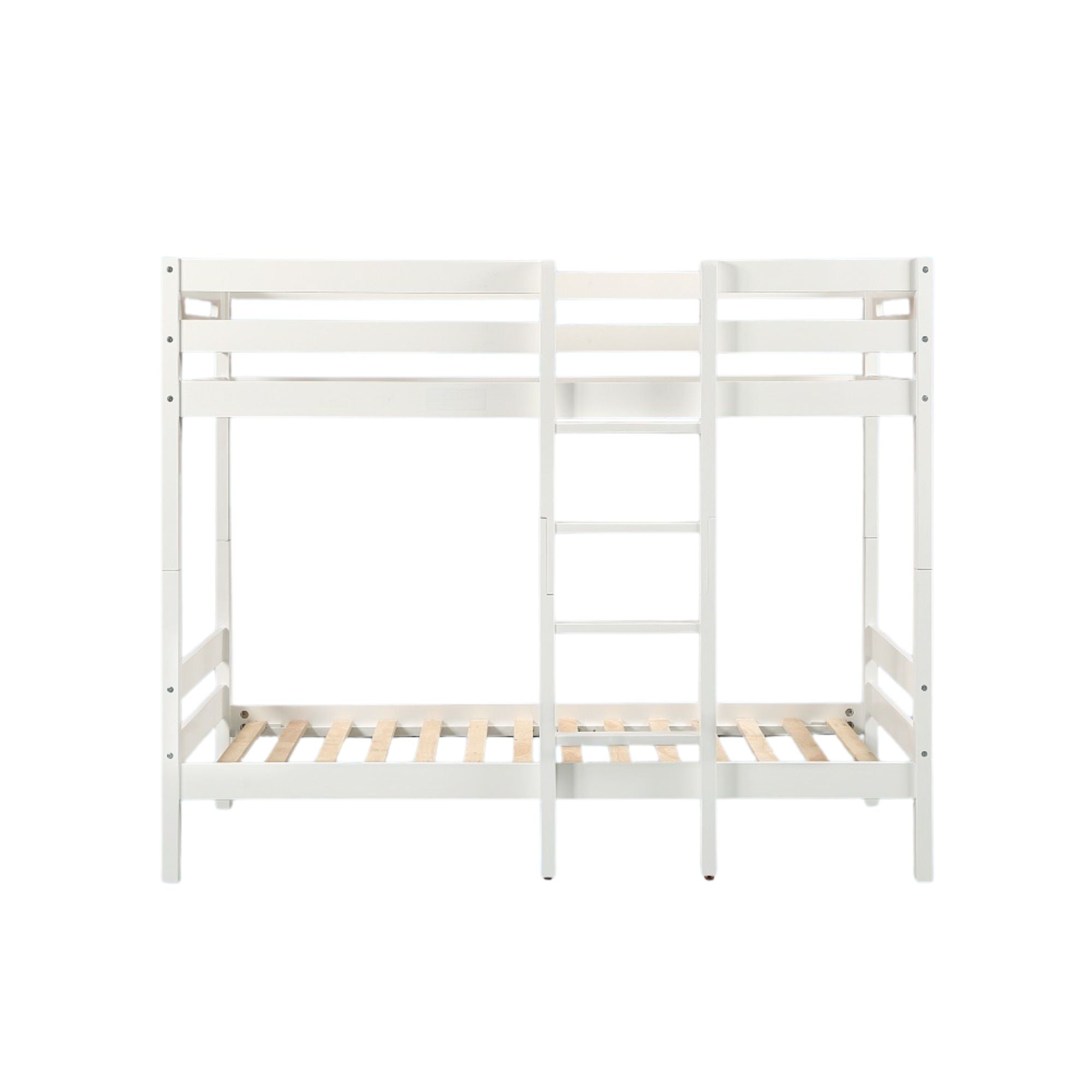 Reno Esin Twin over Twin White Wooden Bunk Bed Contemporary Space-Saving Design