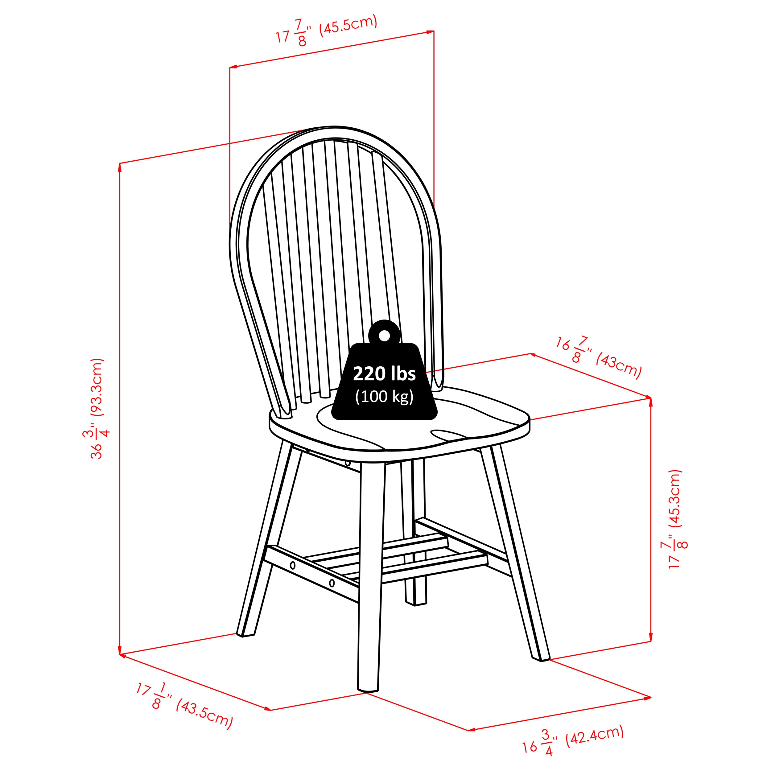 Windsor 2-Pc Chair Set, Black