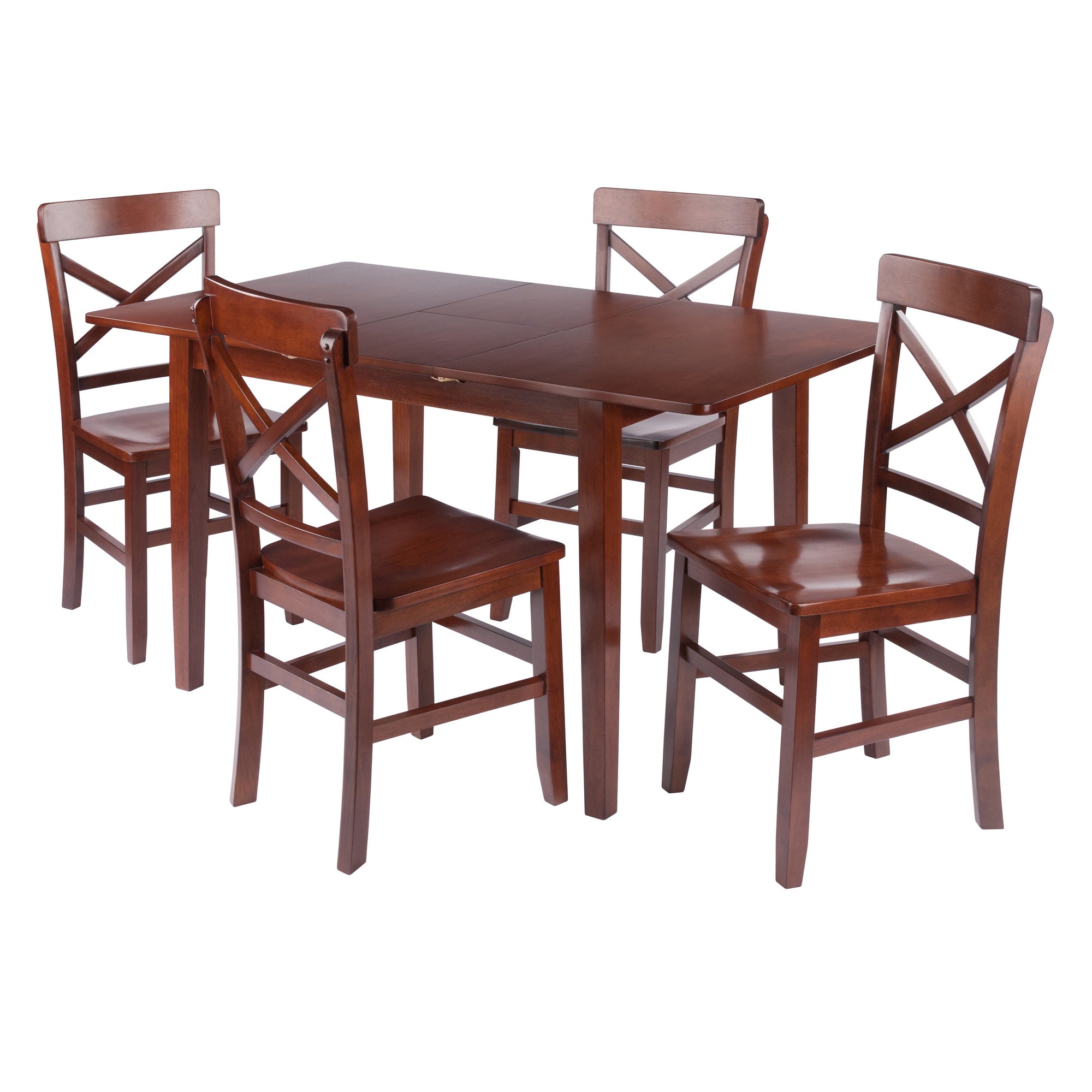 Darren 5-pc Set Dining Table w/X-Back Chairs, Walnut