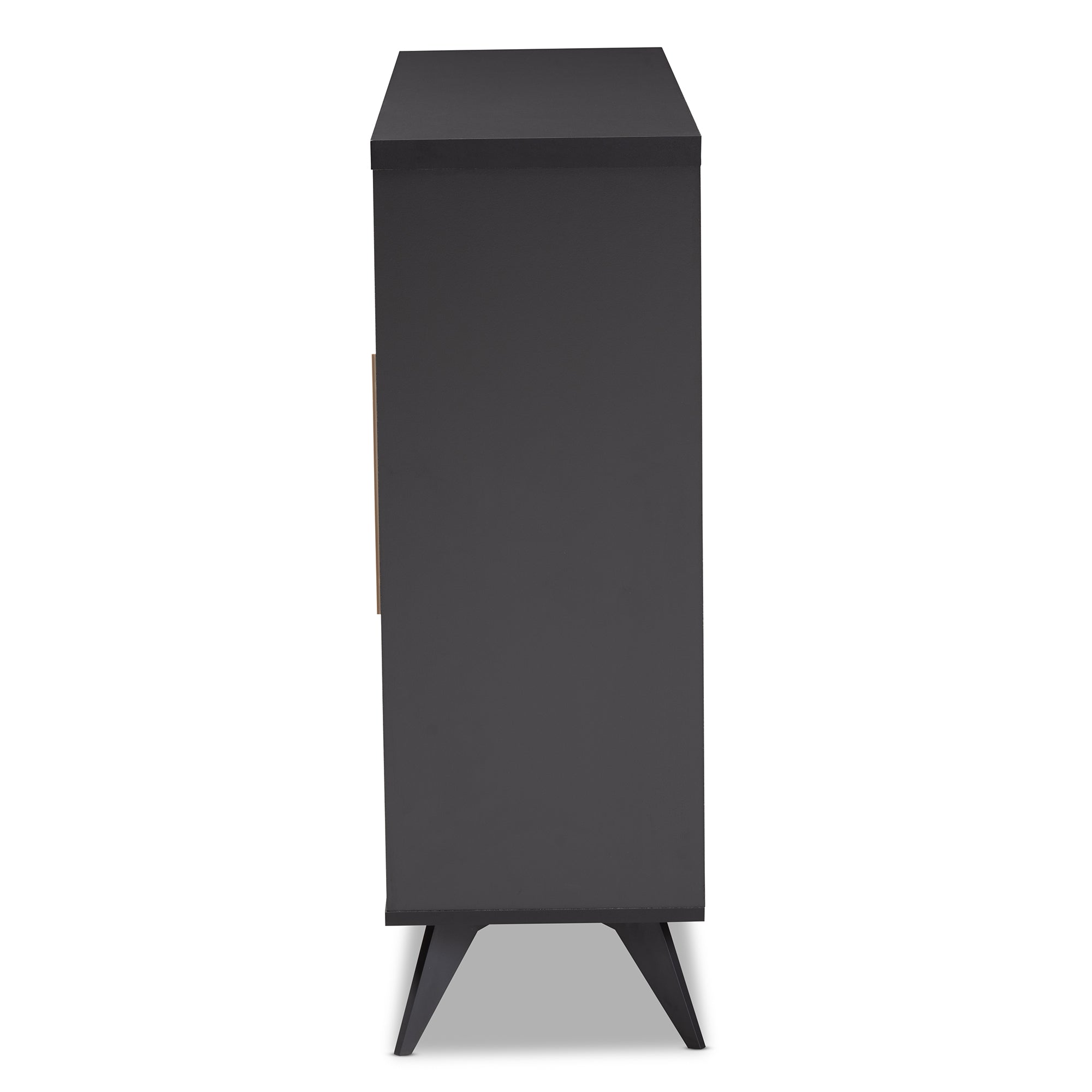 Pietro Mid-Century Modern Dark Grey and Oak Finished Wine Cabinet