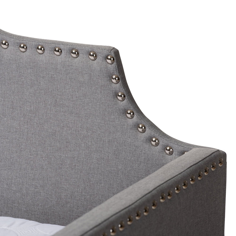 Ally Modern and Contemporary Grey Fabric Upholstered Twin Size Sofa Daybed with Roll Out Trundle Guest Bed