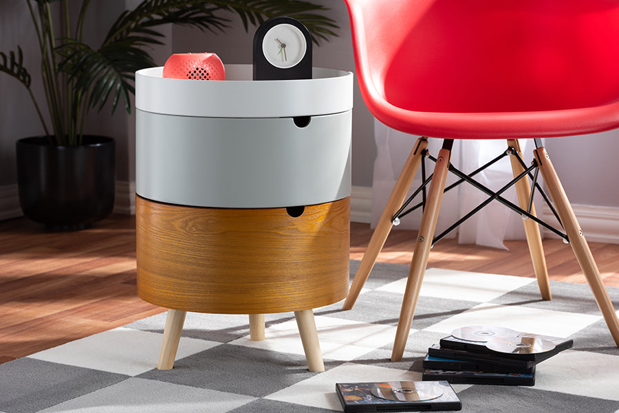 Baxton Studio Elison Mid-Century Modern Multi Color 3-Tier Wood End Table