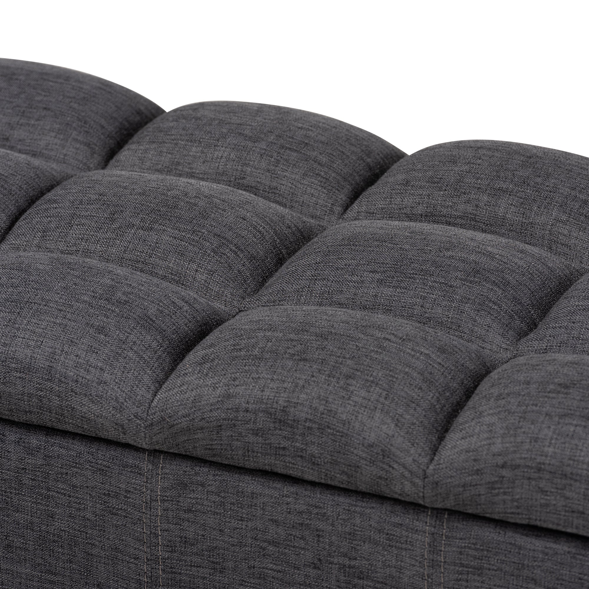 Brette Mid-Century Modern Charcoal Fabric Upholstered Dark Brown Finished Wood Storage Bench Ottoman