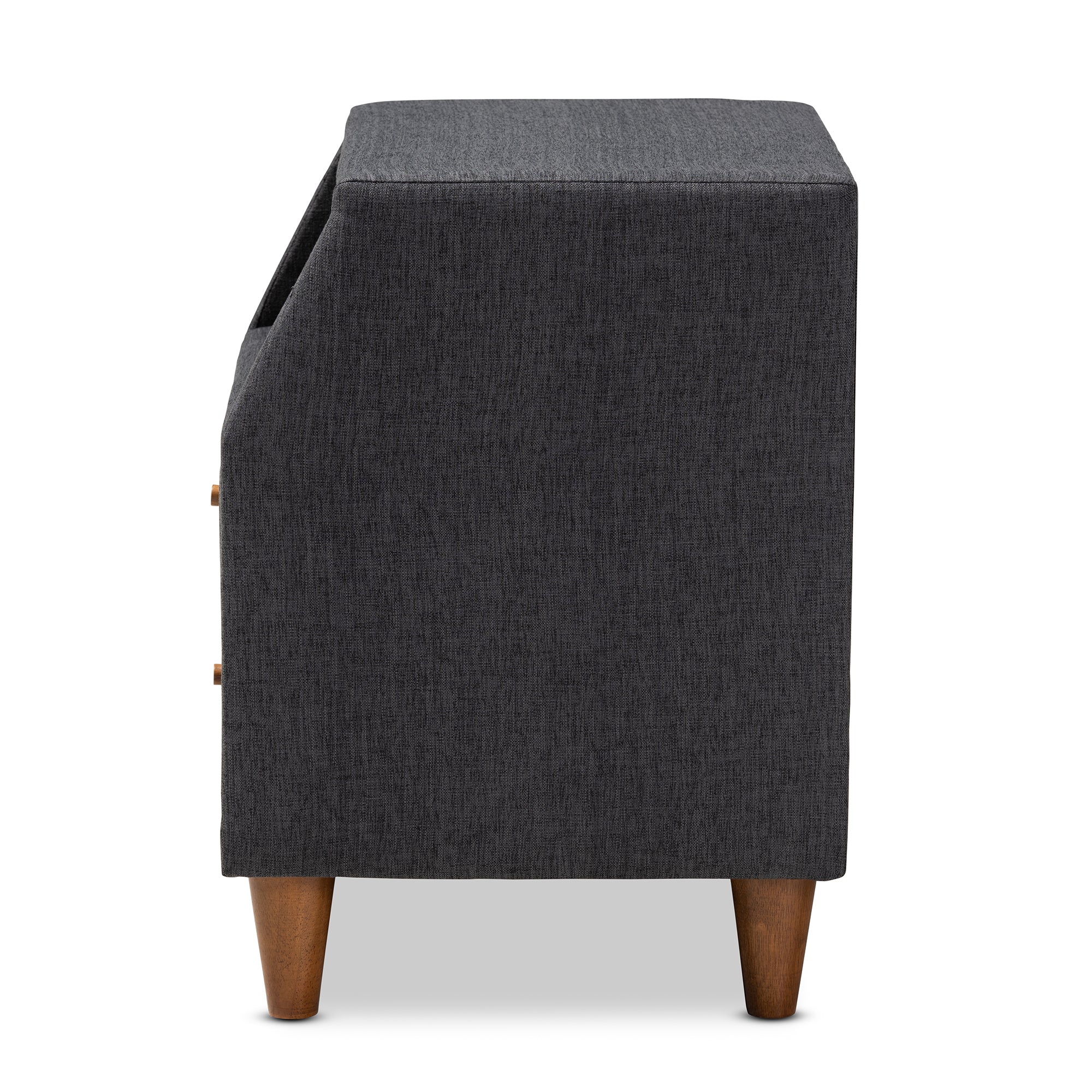 Claverie Mid-Century Modern Charcoal Fabric Upholstered 2-Drawer Wood Nightstand