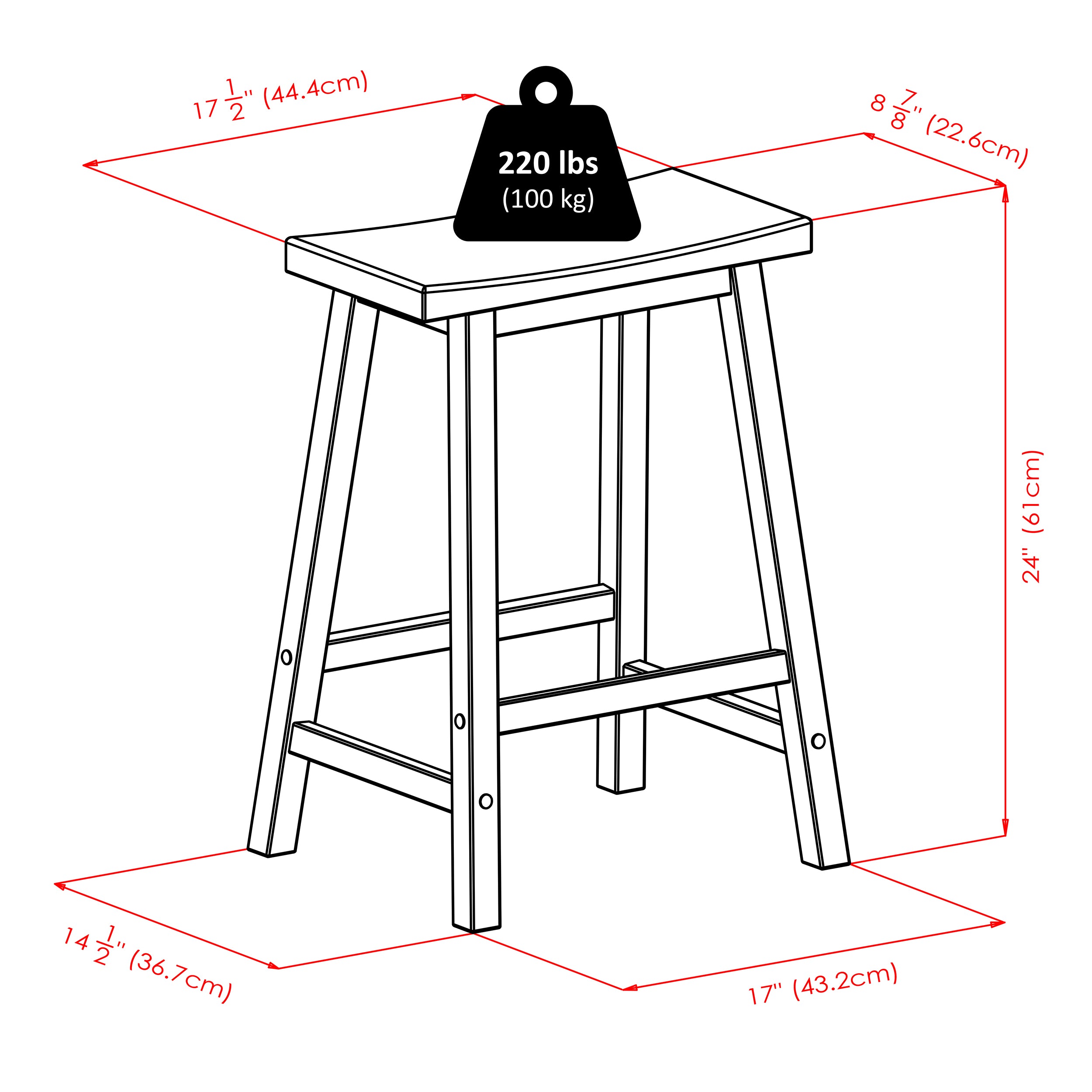 Satori Saddle Seat Counter Stool, Rustic Teal and Walnut