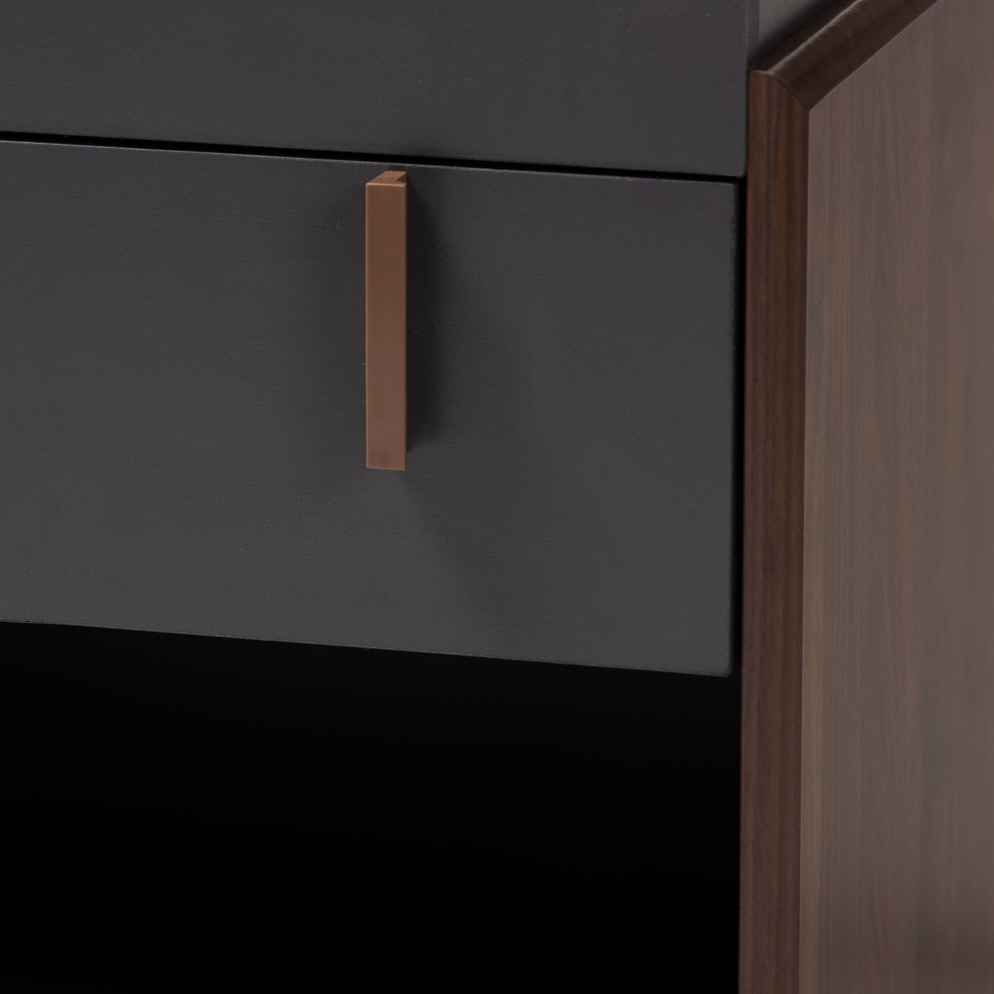 Rikke Modern and Contemporary Two-Tone Gray and Walnut Finished Wood 1-Drawer Nightstand