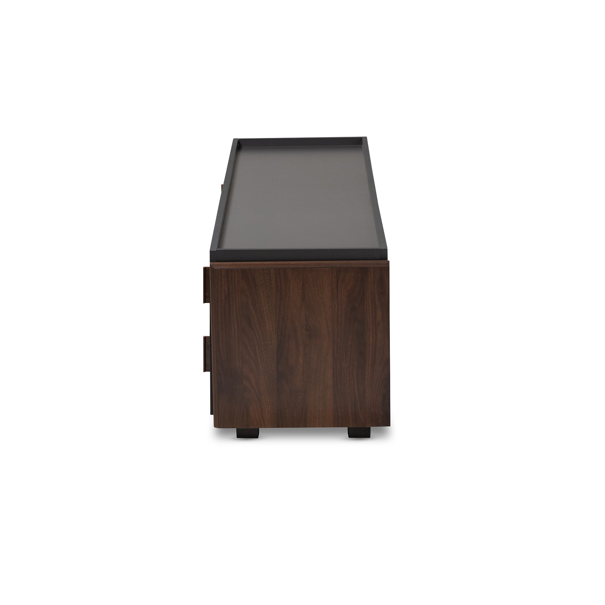 Rikke Modern and Contemporary Two-Tone Gray and Walnut Finished Wood 2-Drawer TV Stand