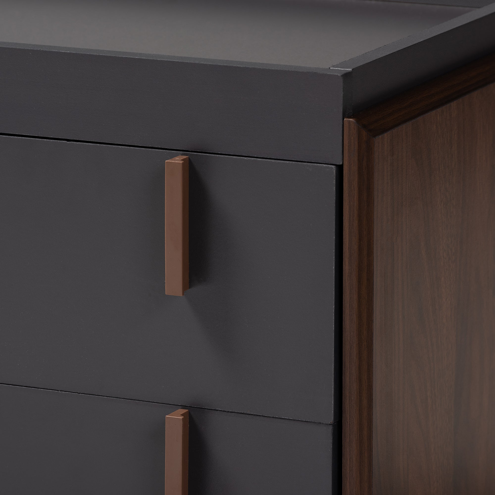 Rikke Modern and Contemporary Two-Tone Gray and Walnut Finished Wood 2-Drawer TV Stand
