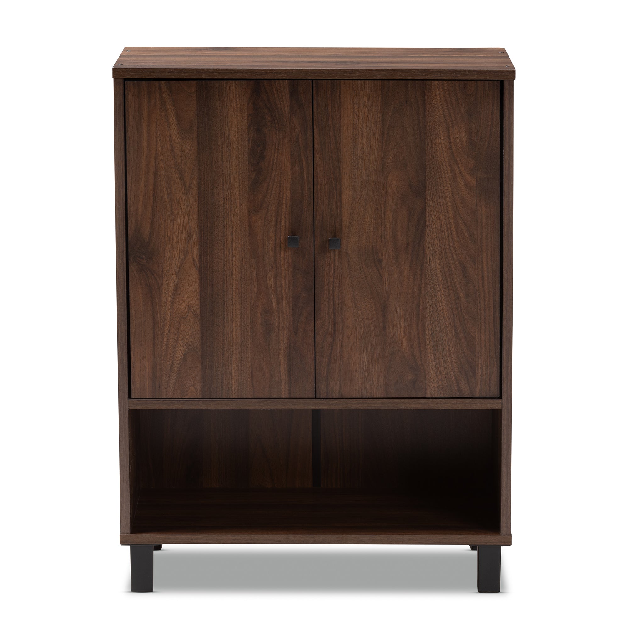 Rossin Modern and Contemporary Walnut Brown Finished 2-Door Wood Entryway Shoe Storage Cabinet