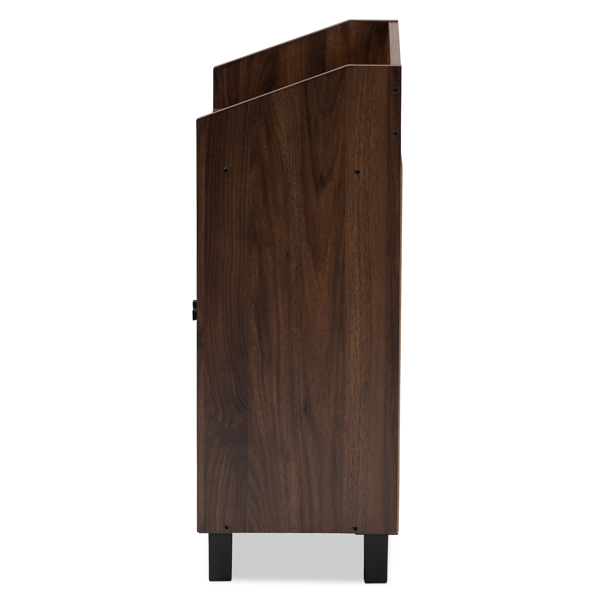 Rossin Modern and Contemporary Walnut Brown Finished 2-Door Wood Entryway Shoe Storage Cabinet with Open Shelf
