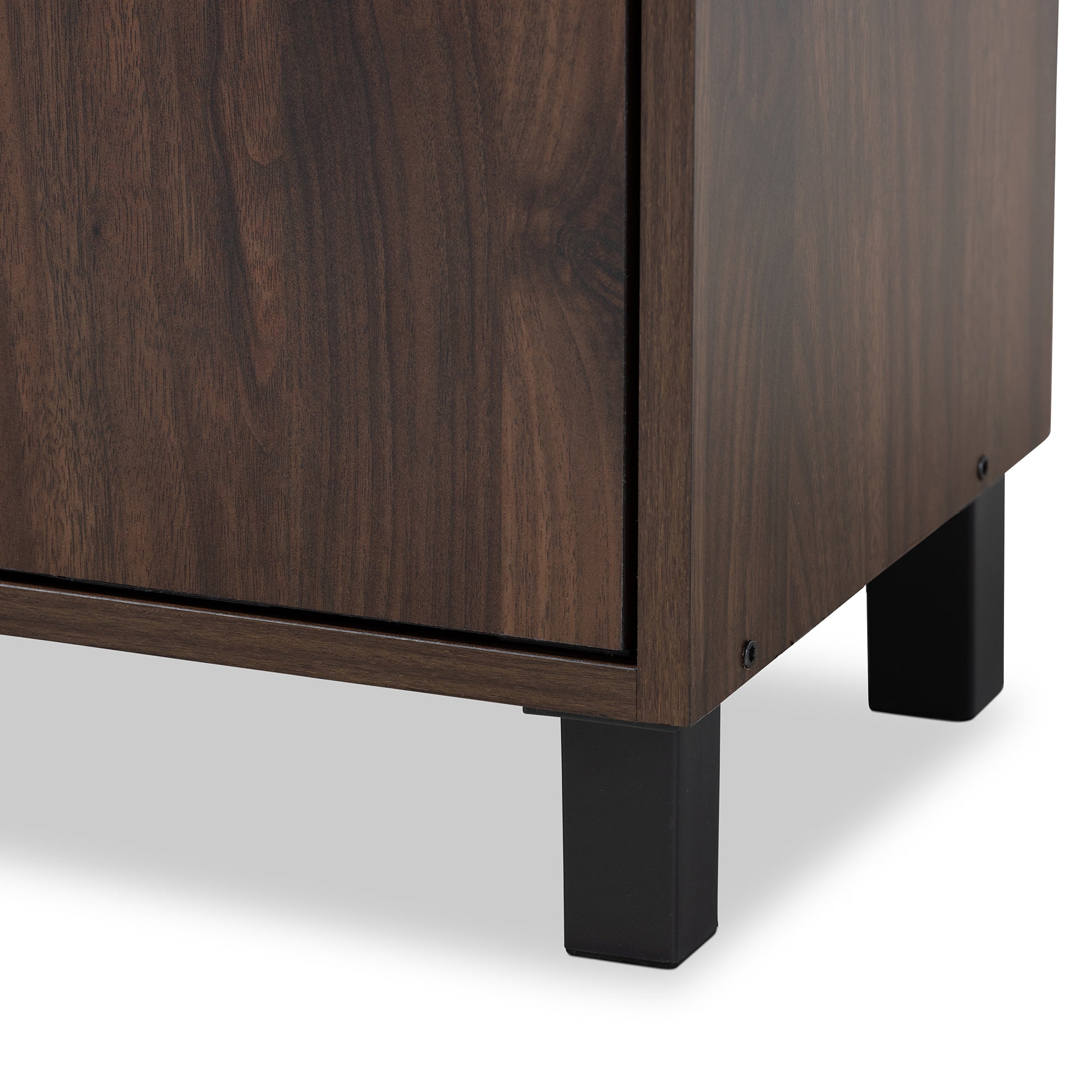 Rossin Modern and Contemporary Walnut Brown Finished 2-Door Wood Entryway Shoe Storage Cabinet with Open Shelf