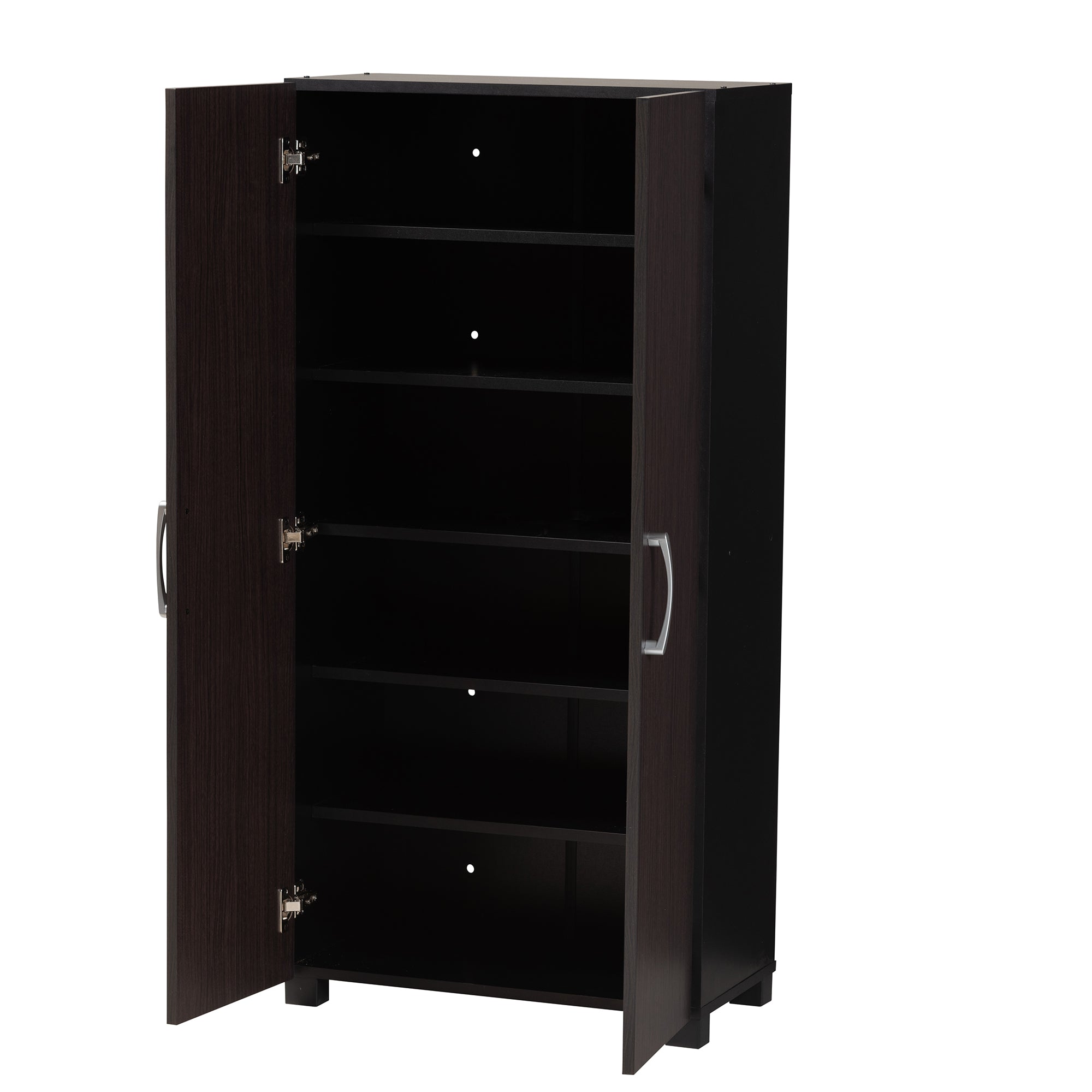 Marine Modern and Contemporary Two-Tone Wenge and Black Finished 2-Door Wood Entryway Shoe Storage Cabinet