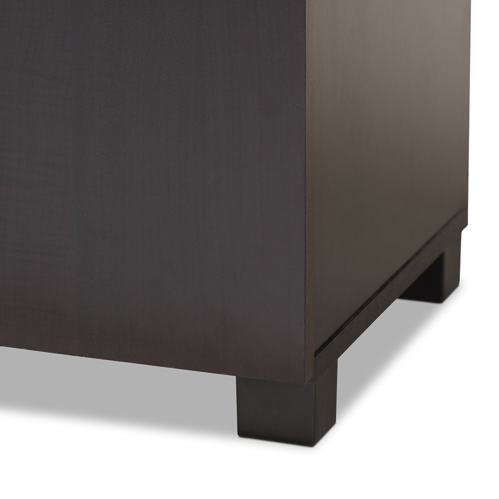 Marine Modern and Contemporary Two-Tone Wenge and Black Finished 2-Door Wood Entryway Shoe Storage Cabinet