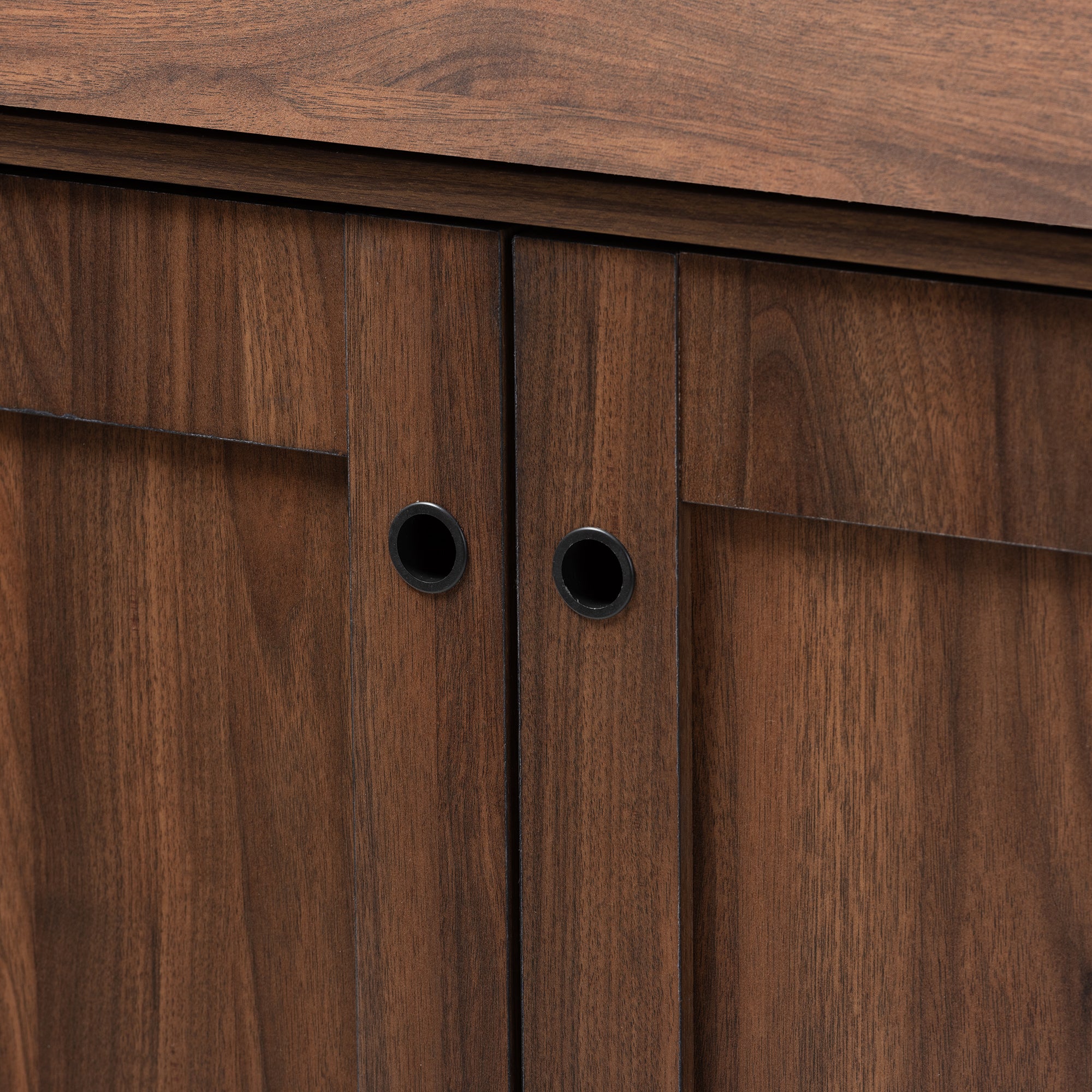 Cormier Mid-Century Modern Walnut Brown finished 2-Door Wood Entryway Shoe Storage Cabinet