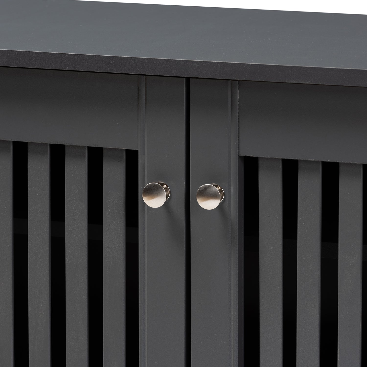 Fernanda Modern and Contemporary Dark Grey 3-Door Wooden Entryway Shoe Storage Wide Cabinet