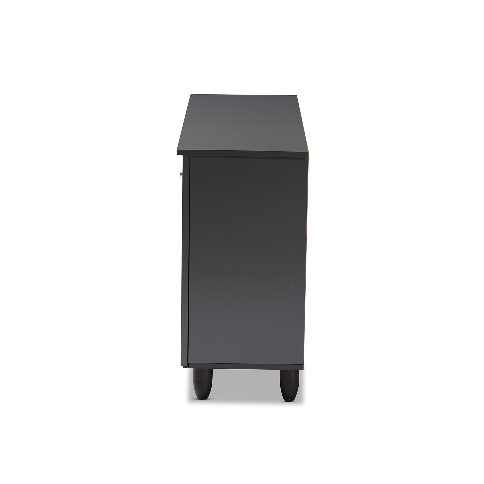 Winda Modern and Contemporary Dark Grey 3-Door Wooden Entryway Shoe Storage Cabinet