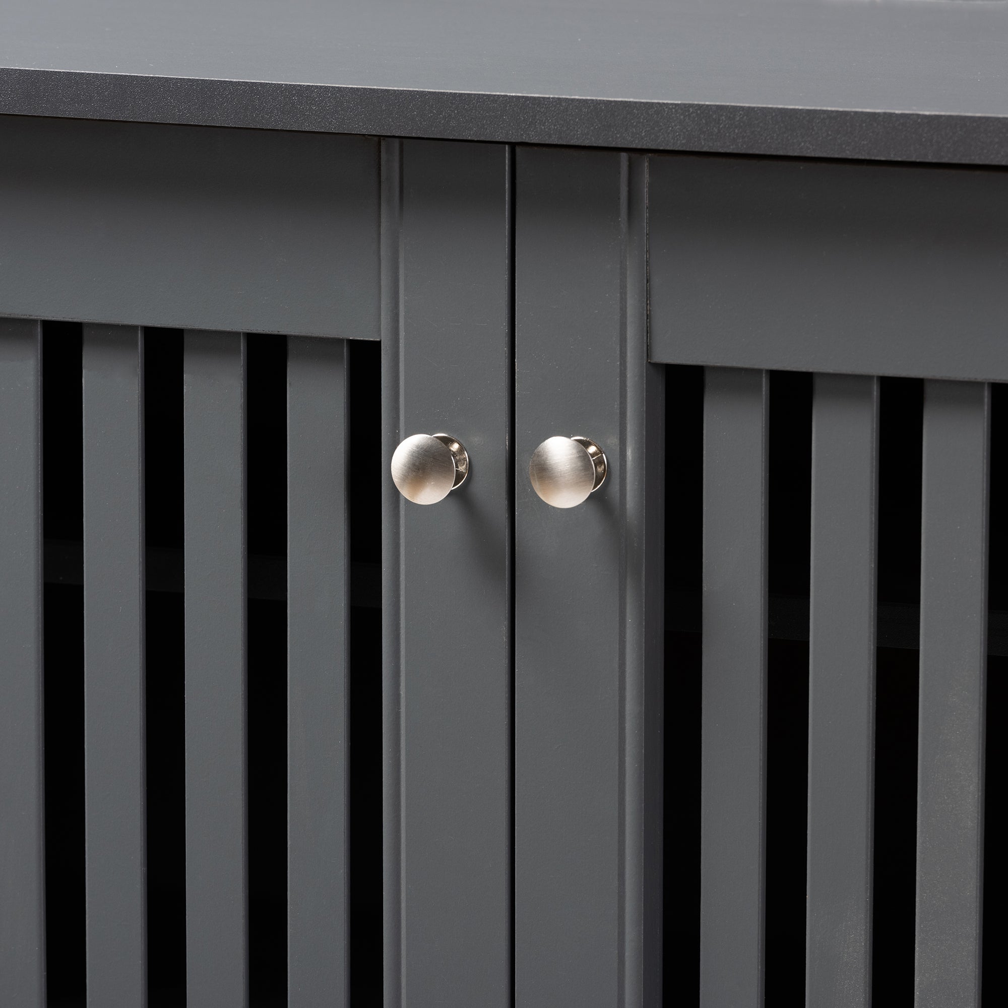 Fernanda Modern and Contemporary Dark Gray 4-Door Wooden Entryway Shoe Storage Cabinet