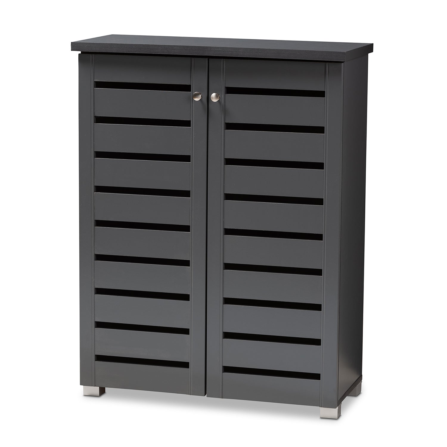 Adalwin Modern and Contemporary Dark Gray 2-Door Wooden Entryway Shoe Storage Cabinet