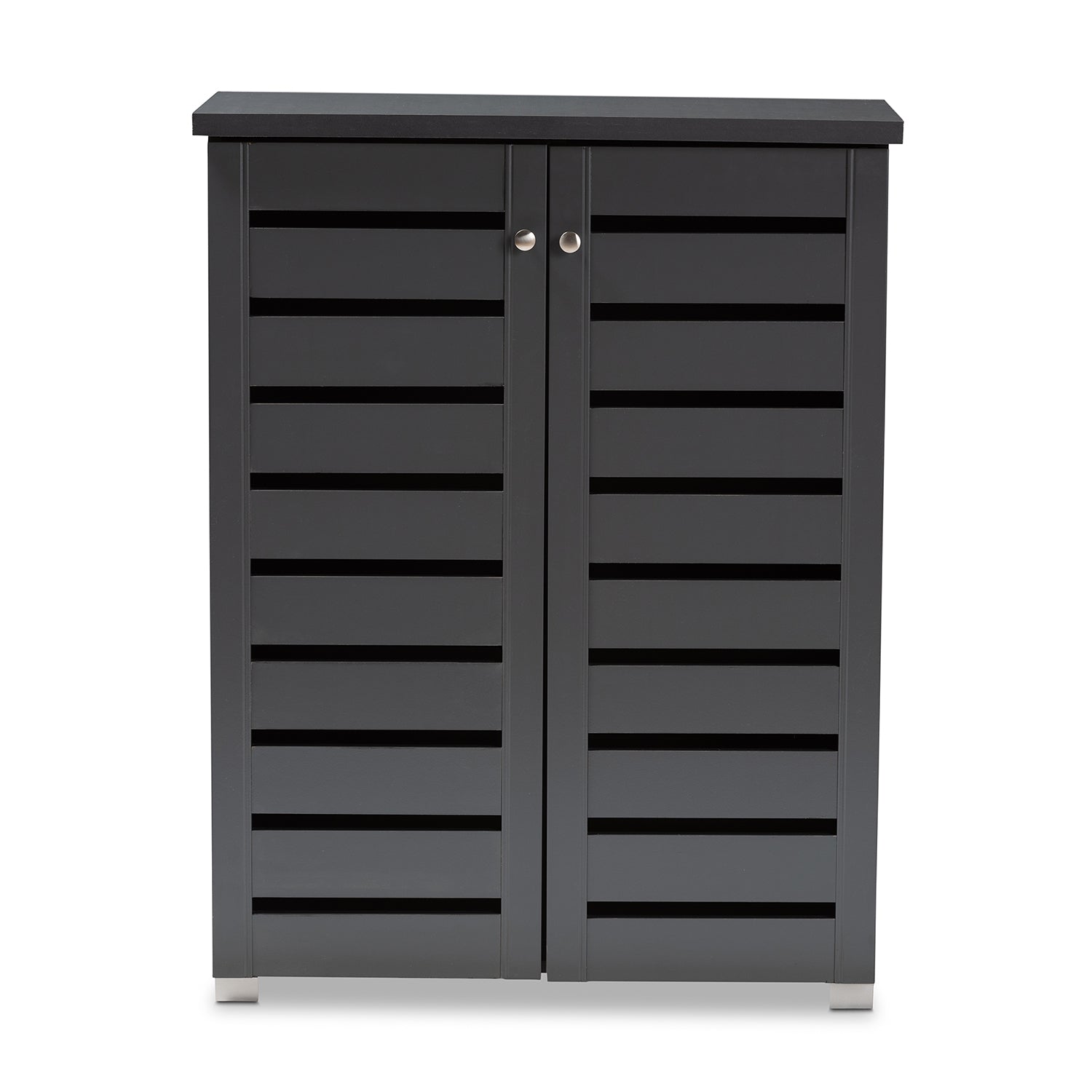 Adalwin Modern and Contemporary Dark Gray 2-Door Wooden Entryway Shoe Storage Cabinet