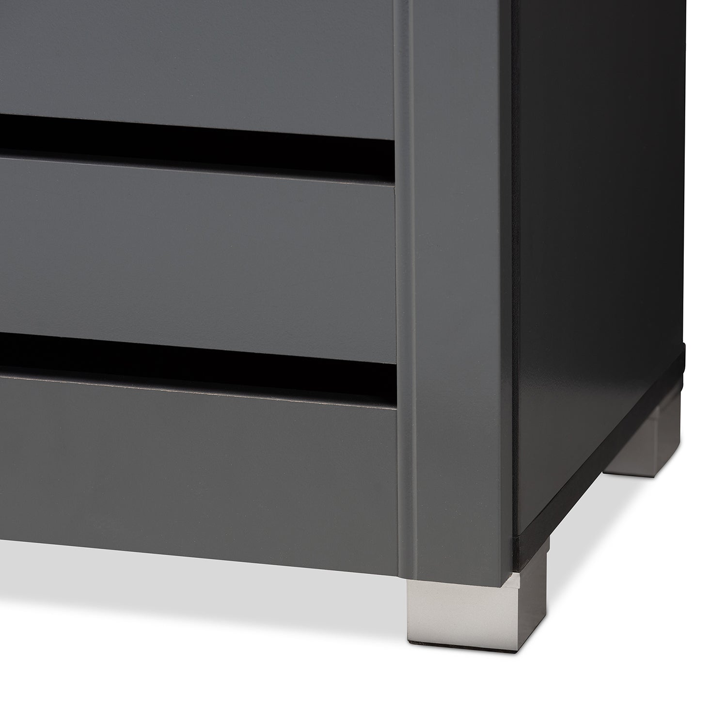 Adalwin Modern and Contemporary Dark Gray 3-Door Wooden Entryway Shoe Storage Cabinet