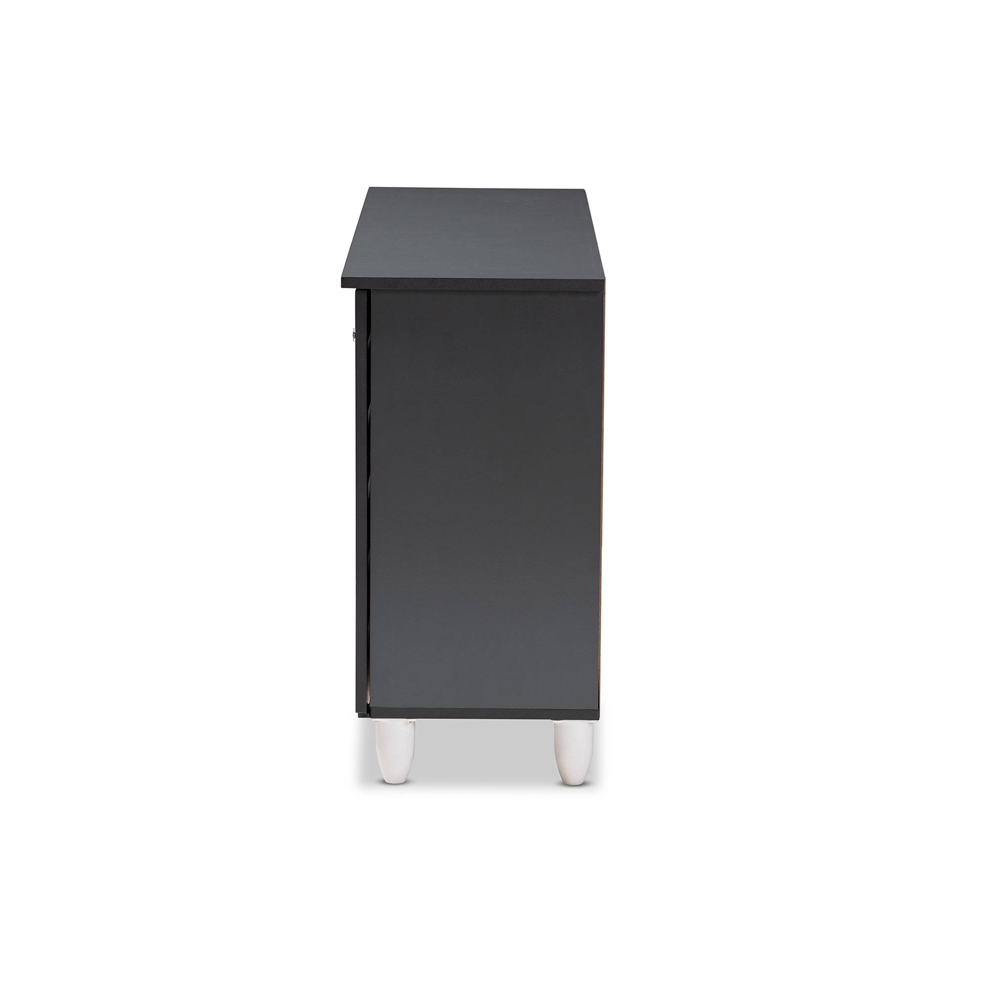 Gisela Modern and Contemporary Two-Tone Oak and Dark Grey 3-Door Shoe Storage Cabinet