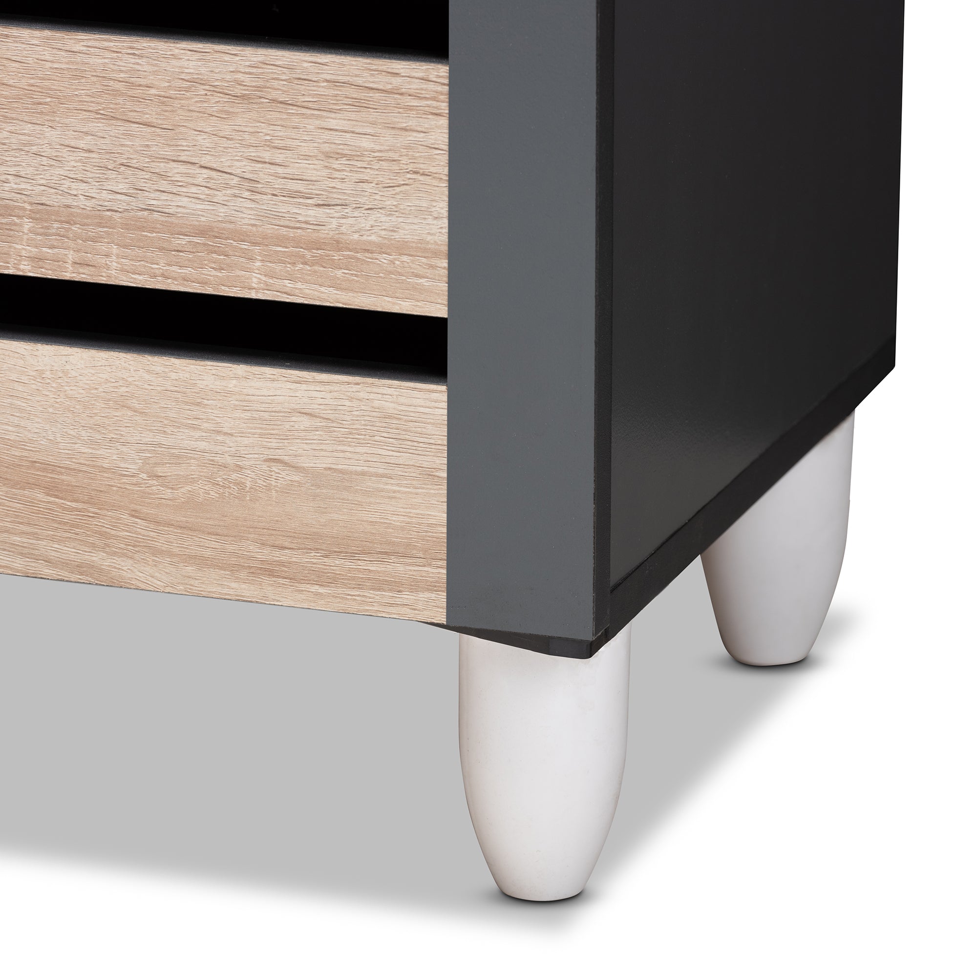 Gisela Modern and Contemporary Two-Tone Oak and Dark Grey 3-Door Shoe Storage Cabinet