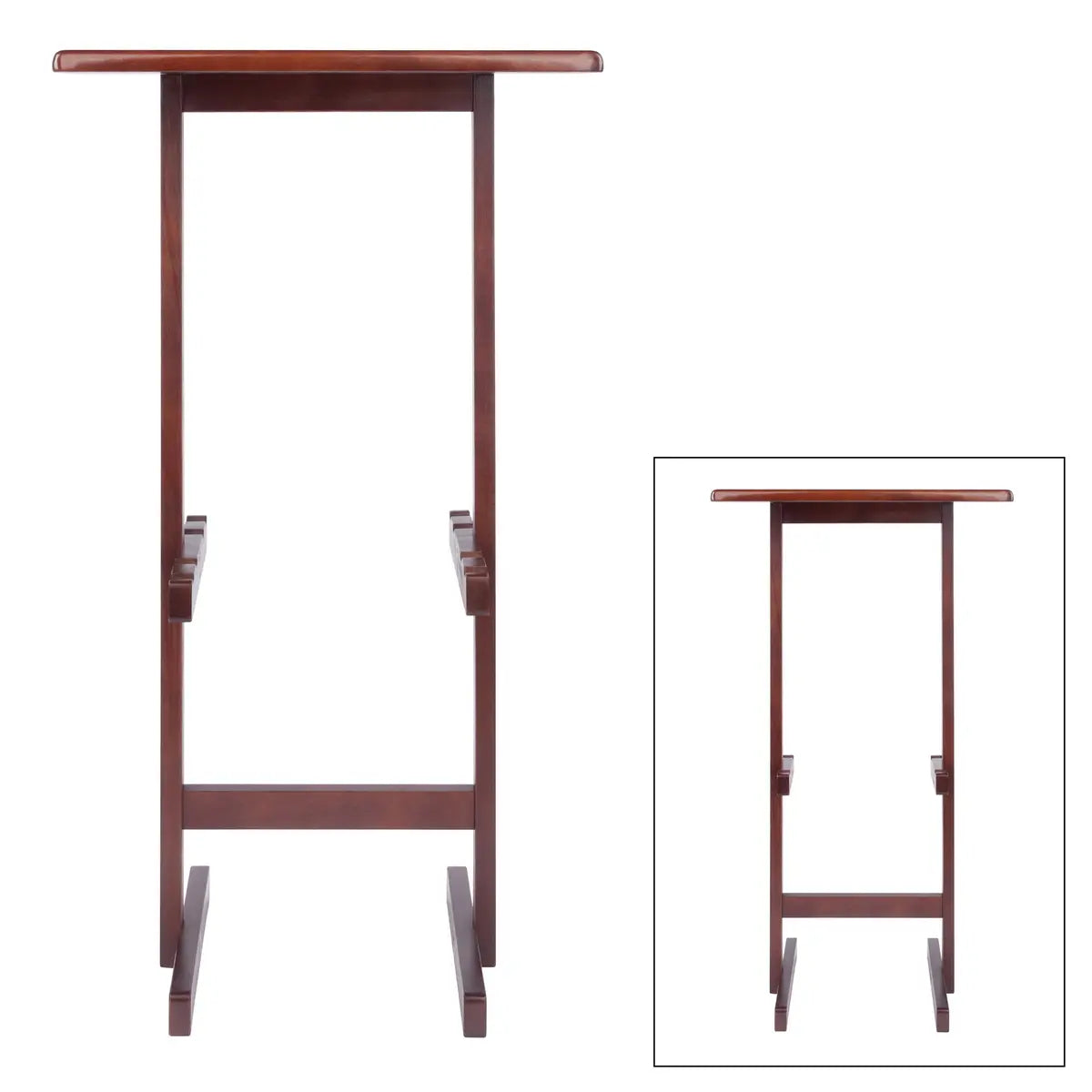 Riley Snack Table Rack, Walnut Finish