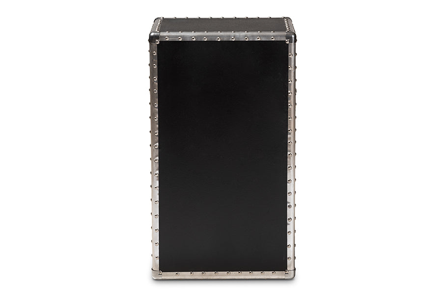 Cosette Vintage Industrial Silver Metal Floral Accent Cabinet