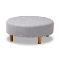 Vinet Modern and Contemporary Light Grey Fabric Upholstered Natural Wood Cocktail Ottoman