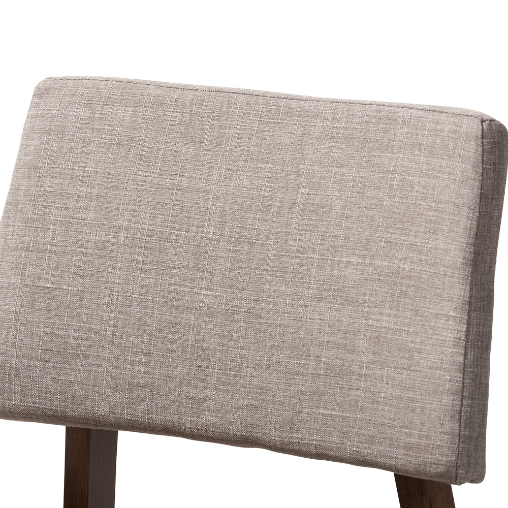 Colton Mid-Century Modern Light Grey Fabric Upholstered and Walnut-Finished Wood Bar Stool Set of 2