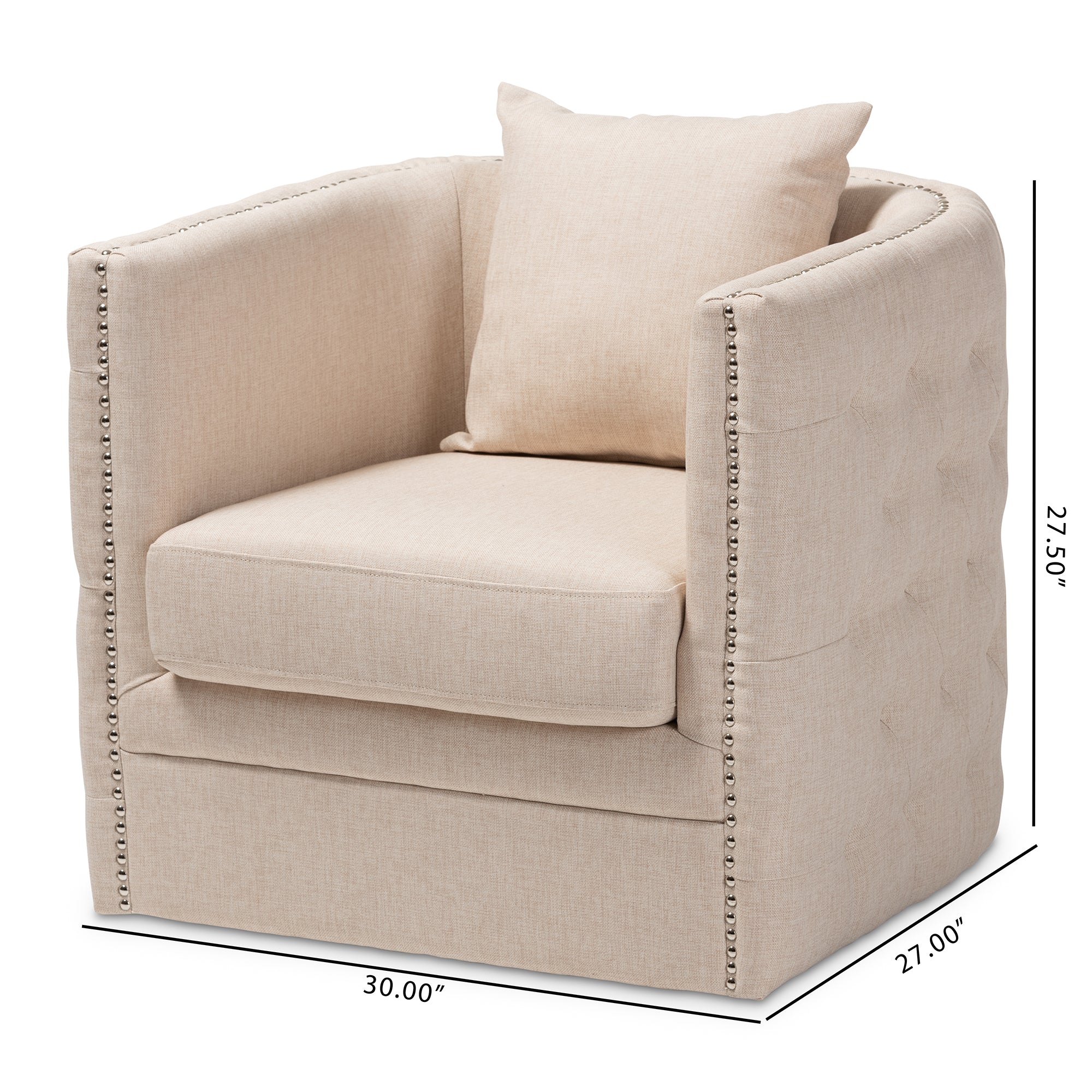 Micah Modern and Contemporary Beige Fabric Upholstered Tufted Swivel Chair