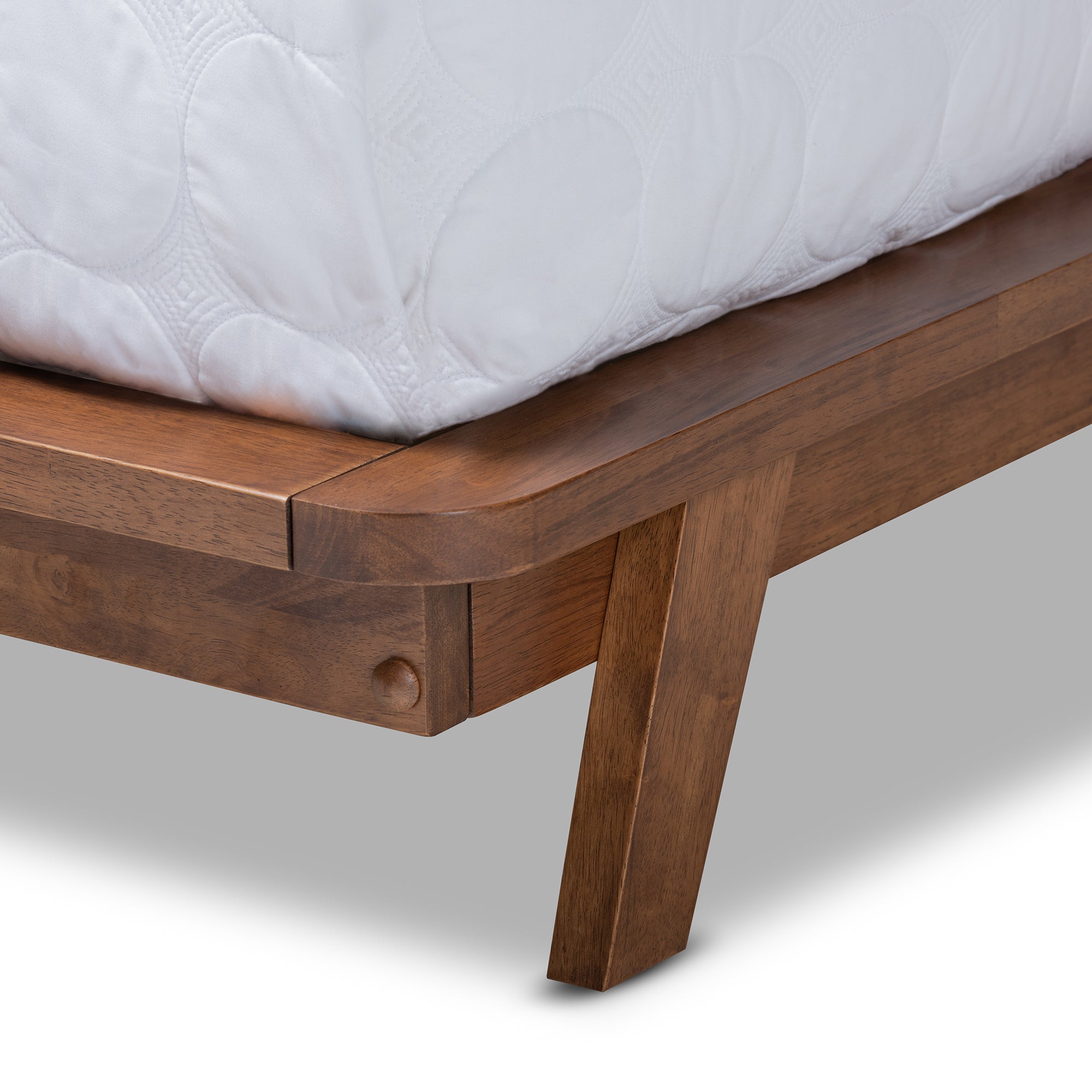 Sante Mid-Century Modern Grey Fabric Upholstered Wood Full Size Platform Bed