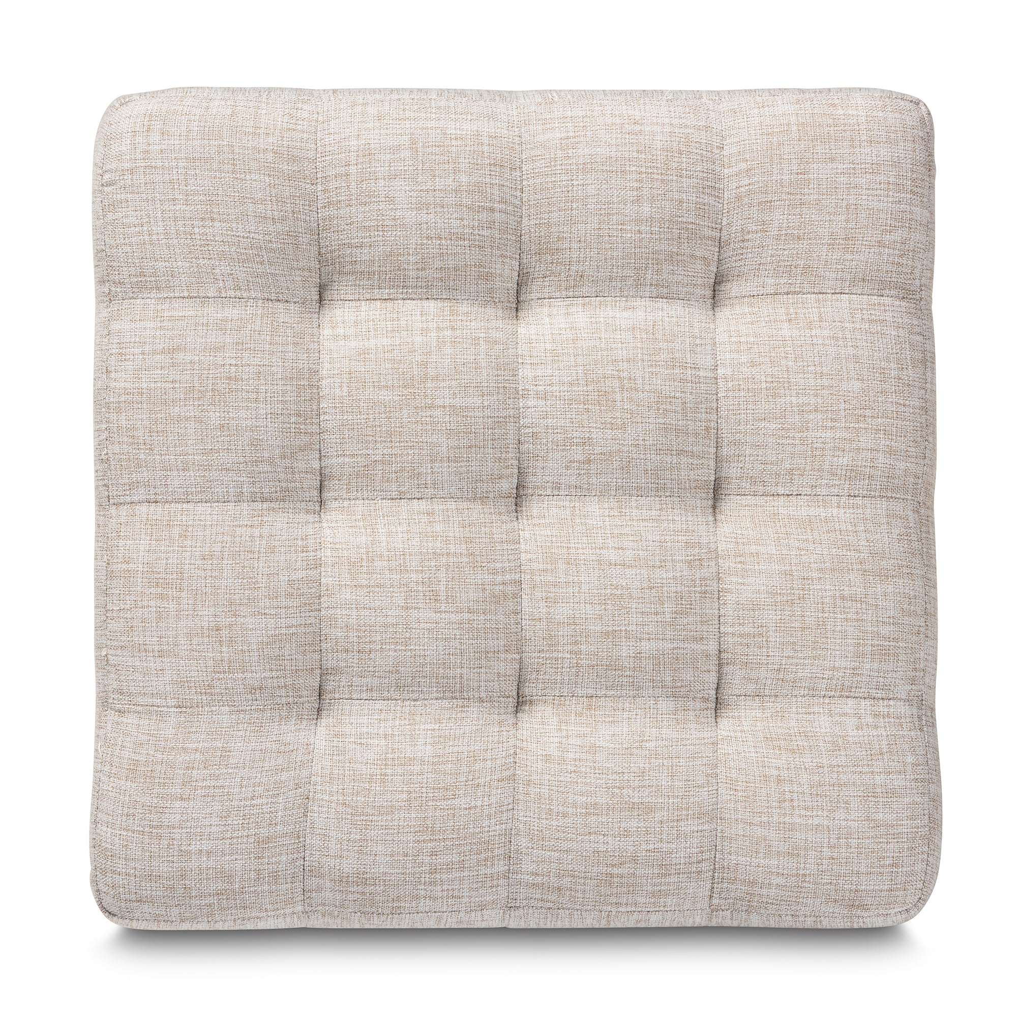 Elladio Modern and Contemporary Beige Fabric Upholstered Tufted Cube Ottoman Set of 2