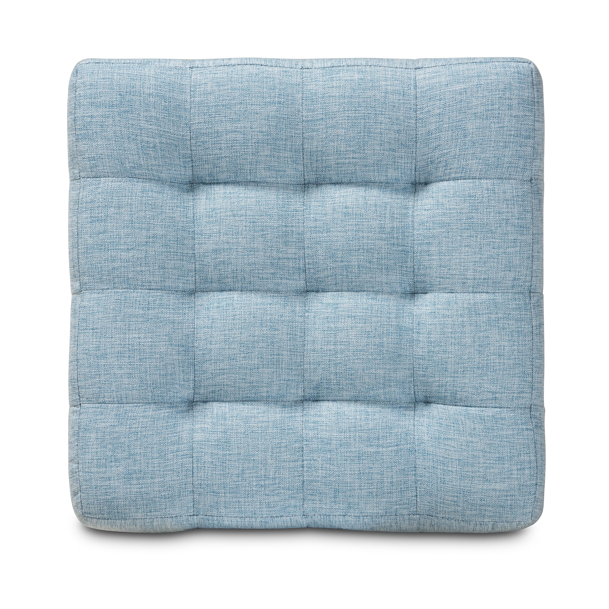 Elladio Modern and Contemporary Light Blue Fabric Upholstered Tufted Cube Ottoman Set of 2