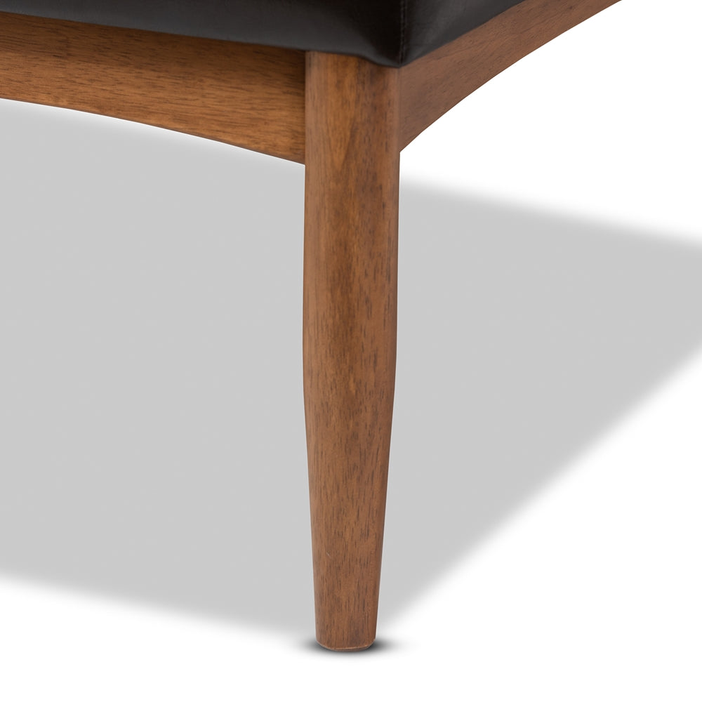 Arvid Mid-Century Modern Dark Brown Faux Leather Upholstered 3-Piece Wood Dining Nook Set