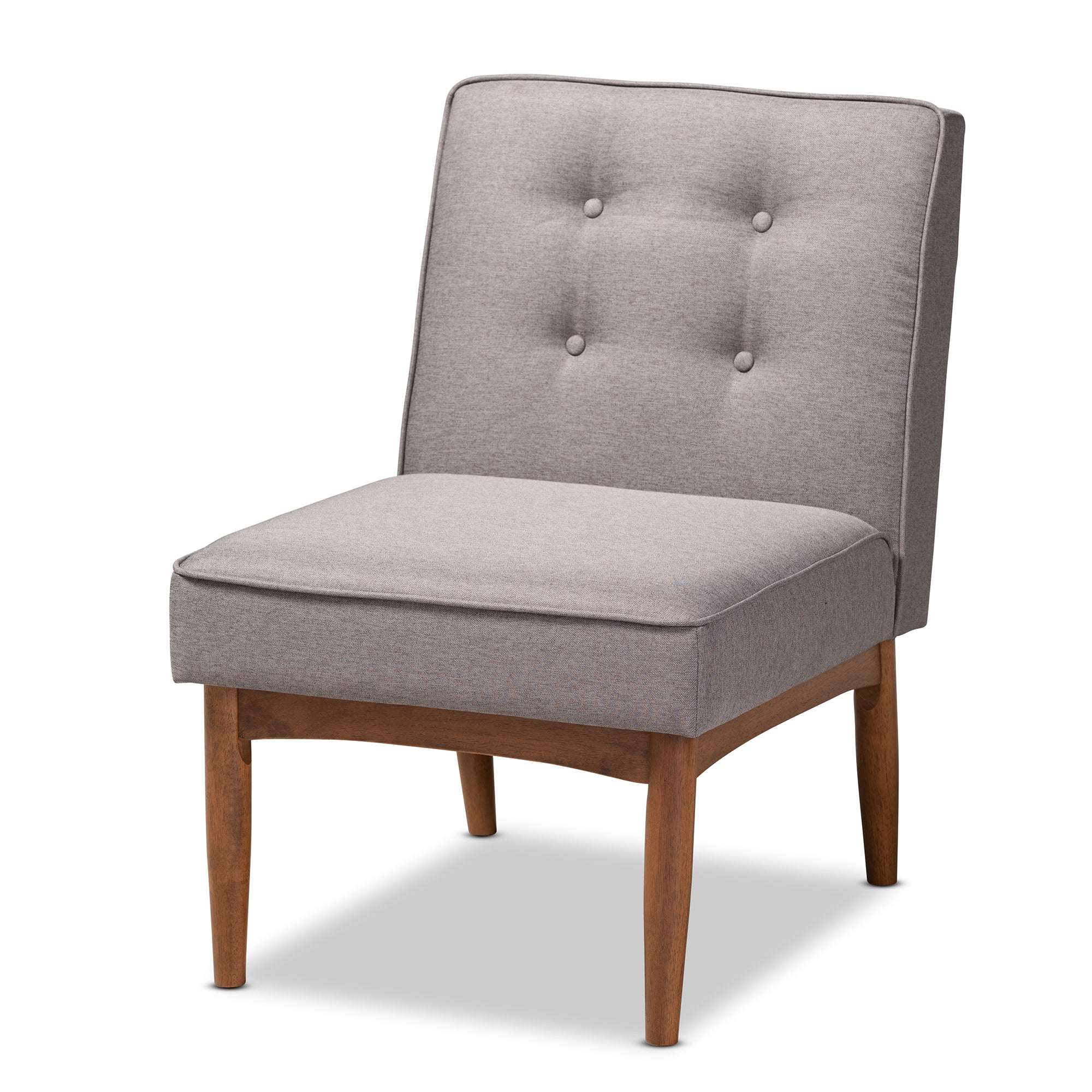 Arvid Mid-Century Modern Gray Fabric Upholstered Wood Dining Chair
