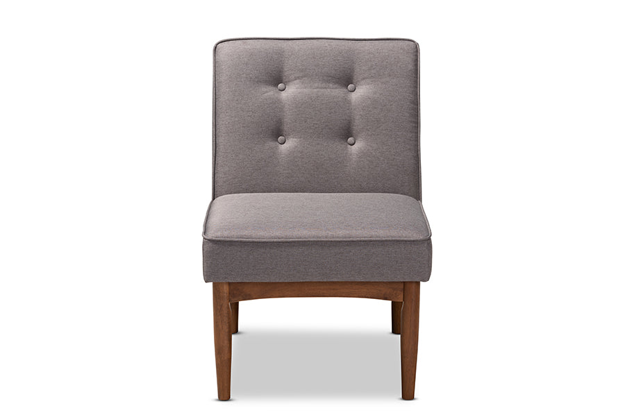 Arvid Mid-Century Modern Gray Fabric Upholstered Wood Dining Chair
