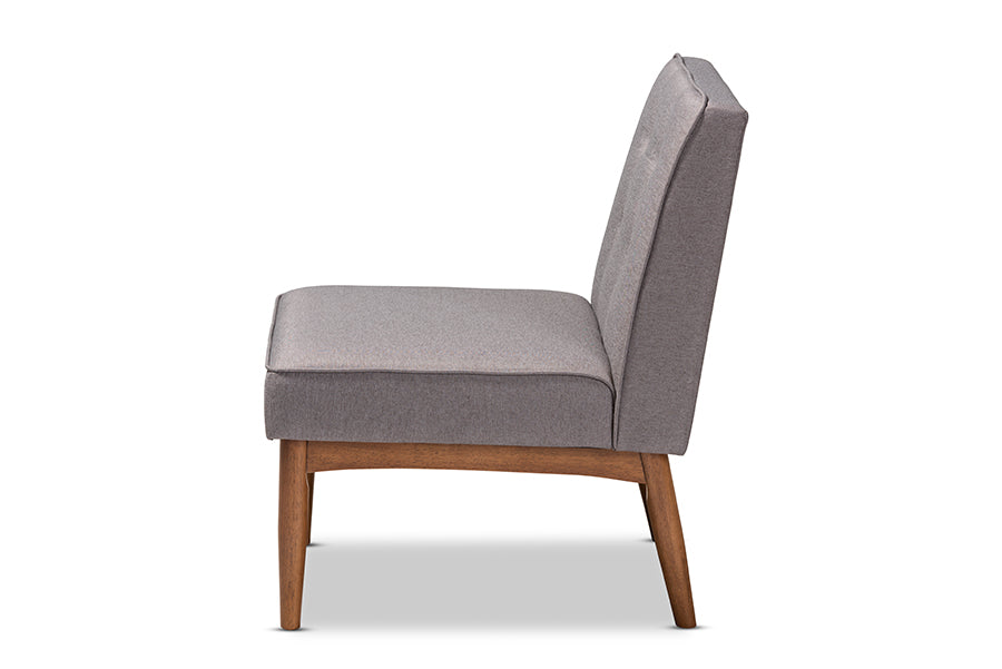 Arvid Mid-Century Modern Gray Fabric Upholstered Wood Dining Chair