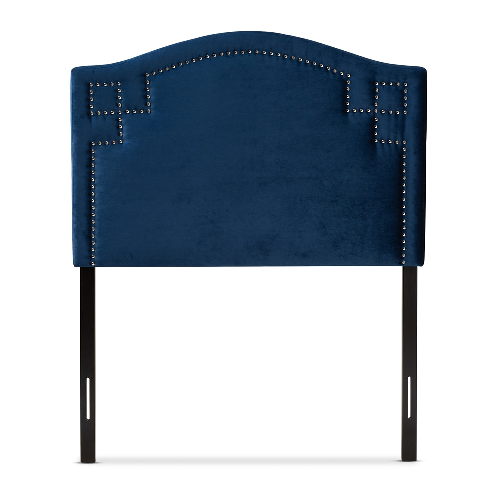 Aubrey Modern and Contemporary Royal Blue Velvet Fabric Upholstered Twin Size Headboard