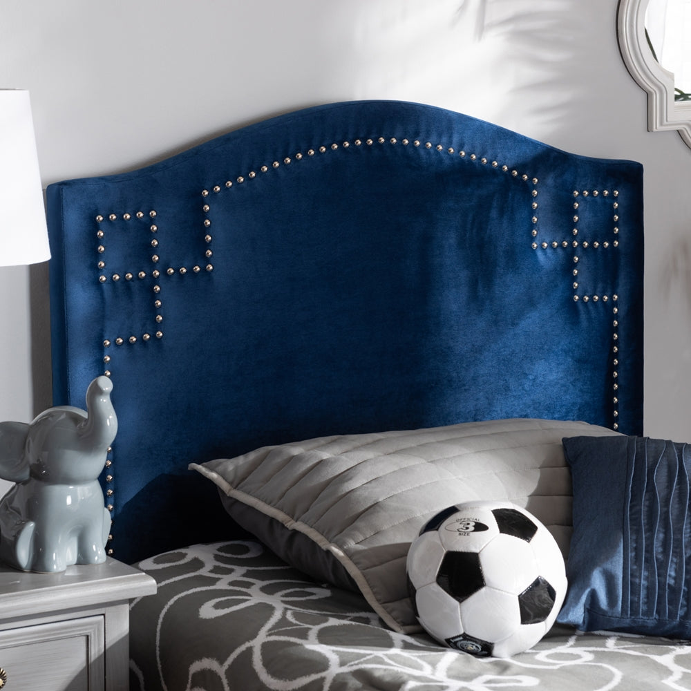 Aubrey Modern and Contemporary Royal Blue Velvet Fabric Upholstered Twin Size Headboard