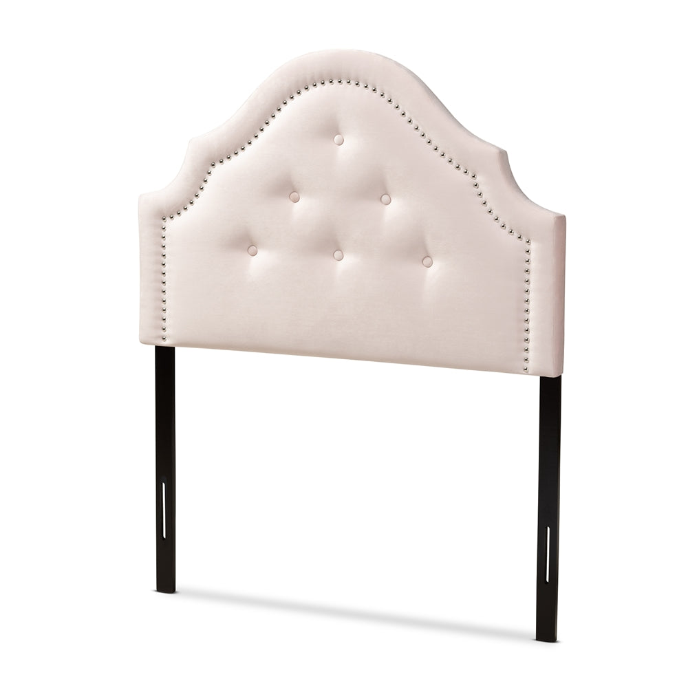 Cora Modern and Contemporary Light Pink Velvet Fabric Upholstered Twin Size Headboard