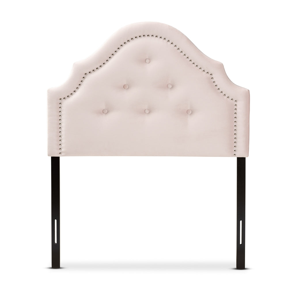 Cora Modern and Contemporary Light Pink Velvet Fabric Upholstered Twin Size Headboard